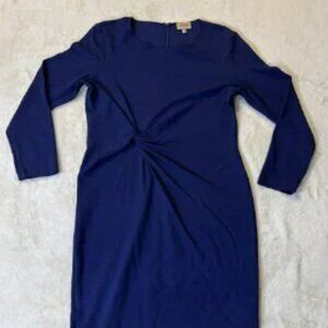 Armani Collezioni Twist Knot Navy Blue Midi Dress Size 14